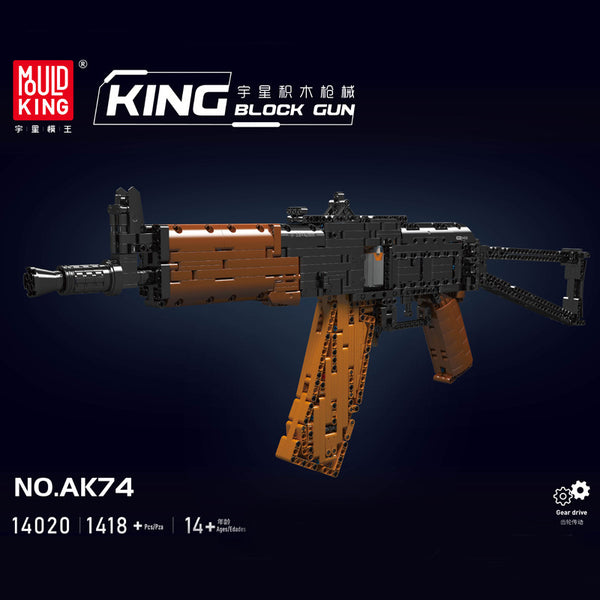 Mould King 14020 AK-74 Assault Rifle Building Blocks – 1418PCS Military Gun Model with Battery