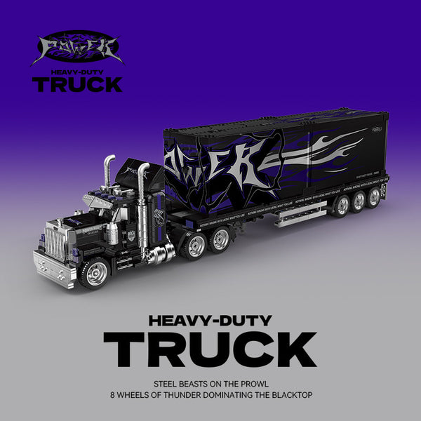 PB8829 Retro American Semi Truck with Container 1531pcs Building Blocks Set