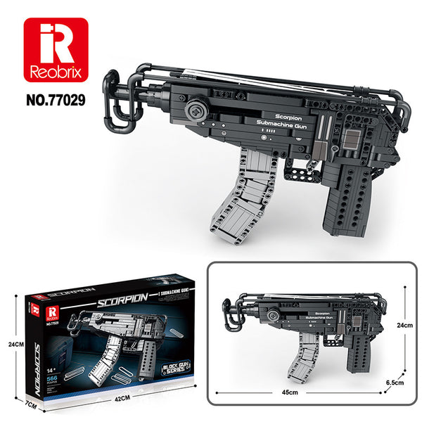 ReoBrix 77029 Scorpion Submachine Gun Building Blocks – 566PCS Military Weapon Model Toy