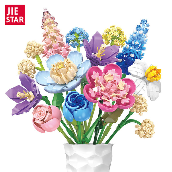 Everlasting Flower Bouquet Building Blocks Unique Art for Space Adornment(JIESTAR JJ9092 )