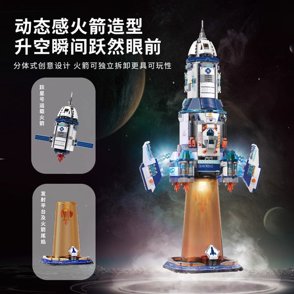Wekki 506512 Stellar Leap Plan Rocket Building Blocks Set 950pcs | 3-Stage Separation Model with Light