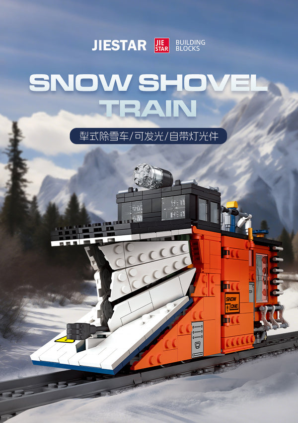 JIE STAR 59095 Snow Plow Train Building Blocks - 945 Pcs with Light Function