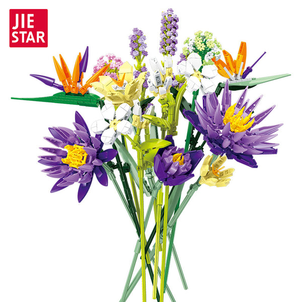 JIESTAR 9046 Flower Bouquet Building Set - 891 Pcs Desktop Decoration Model with 6 Flower Types