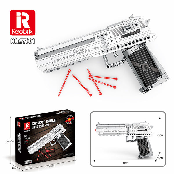 ReoBrix 77001 Desert Eagle Pistol Building Blocks – 408PCS Military Handgun Model Toy