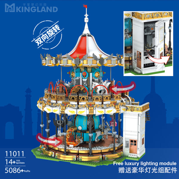 5086+PCS Model King 11011 Playground Carousel Building Blocks