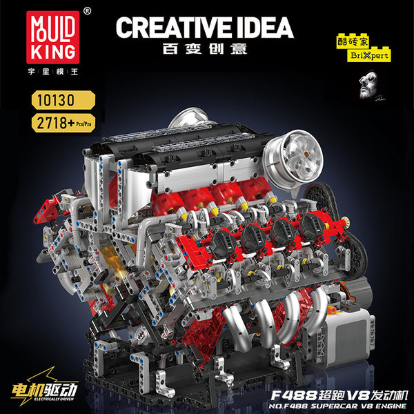 Mould King 10130 Motorized V8 Engine Building Kit - 2718 Pcs STEM Model