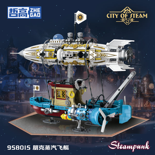Steampunk Bar & Airship Building Blocks Set - Brick Construction Kit for Builders & Collectors