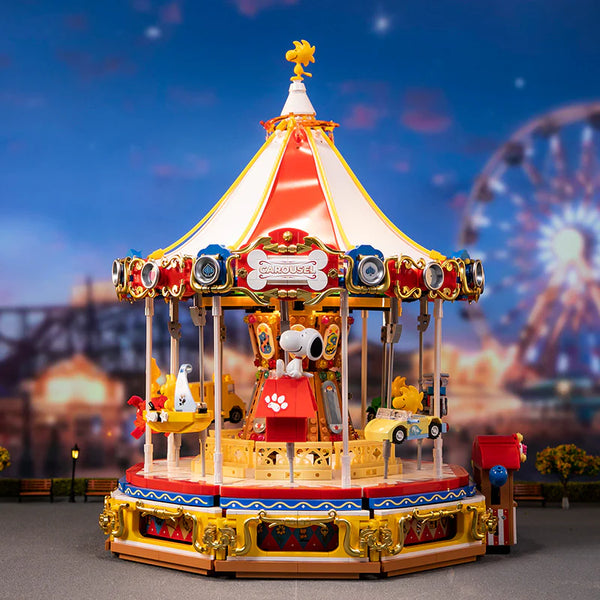 Pantasy x Snoopy Carousel 3155pcs Musical Building Set with Motorized Rotation and Lights