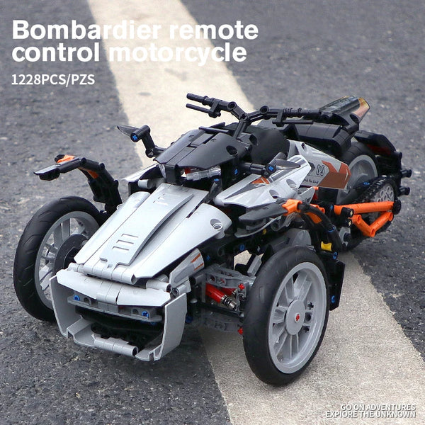 Bombardier Can-Am Spyder Motorcycle Building Blocks – 1228 PCS Model Kit with Basic & RC Versions